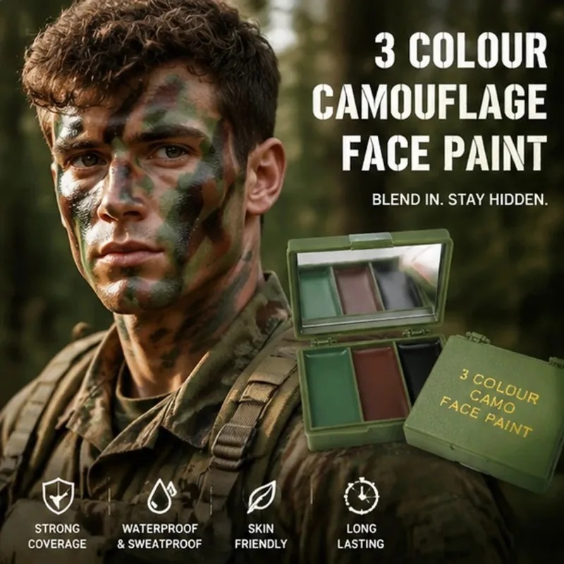 Trójkolorowy kamuflaż do malow – Camo Face Paint recenzja i cena